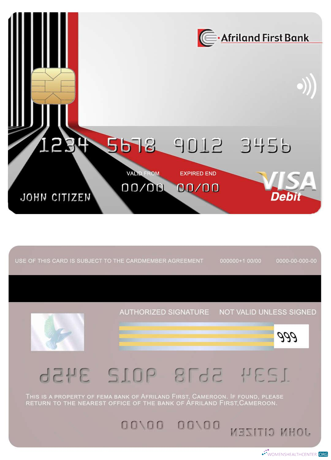 Download Cameroon Afriland First bank visa card Photoshop template
